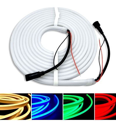 5m 16W/m RGB+WW Neon Flex Strip - 24V DC, IP65, 72 LEDs pro m, alle 10cm teilbar
