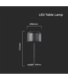 V-Tac wiederaufladbare CCT Tischlampe - Schwarz, IP54, Touch-dimmbar, Modell Mini