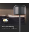 V-Tac wiederaufladbare CCT Tischlampe - Schwarz, IP54, Touch-dimmbar, Modell Mini