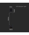 V-Tac LED Lampe - Schöne Deckenlampe, Ø12, schwarz, inkl. Aufhängung