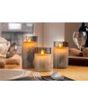 3er-Pack graue LED-Wachskerzen im Glas - Batterie, Timerfunktion