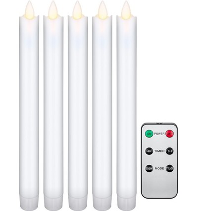 5er-Pack weiße LED-Kerzen inkl. Fernbedienung - Batterie