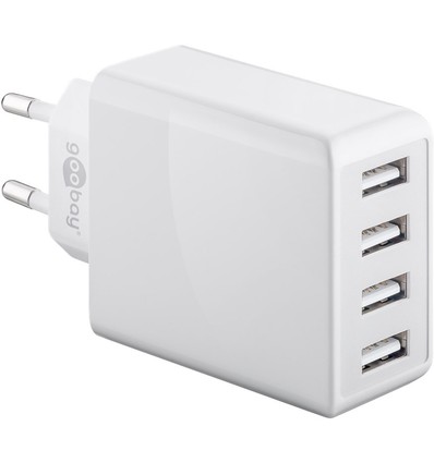 Goobay 30W USB-Ladegerät, 4 Ports - USB-A, Weiß