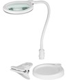 LED-Lupenlampe mit Schwanenhals 6W - Weiß, Tischlampe, Klemme und Fuß