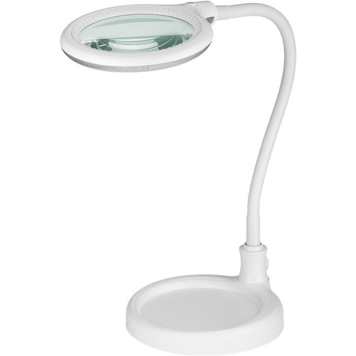 LED-Lupenlampe mit Schwanenhals 6W - Weiß, Tischlampe, Klemme und Fuß