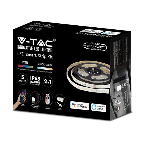V-Tac 4W/m RGB+CCT LED-Streifen Set - 5m, 60 LEDs pro Meter, IP65