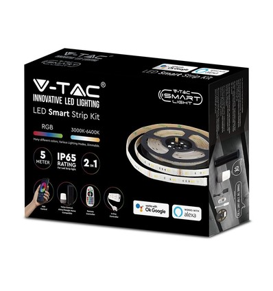 V-Tac 4W/m RGB+CCT LED-Streifen Set - 5m, 60 LEDs pro Meter, IP65