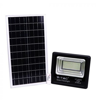 40W Solar LED-Flutlicht - IP65, Schwarz, inkl. Solarpanel, Fernbedienung