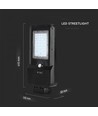 V-Tac 15W LED-Solargassenlampe - Schwarz, inkl. Solarpanel, Sensor, IP65