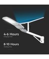 V-Tac 50W LED-Solargassenlampe - Weiß, inkl. Solarpanel, Fernbedienung, IP65