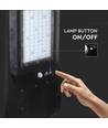 V-Tac 40W LED-Solargassenlampe - Schwarz, inkl. Solarpanel, Fernbedienung, Sensor, IP65