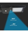 V-Tac 40W LED-Solargassenlampe - Schwarz, inkl. Solarpanel, Fernbedienung, Sensor, IP65