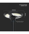 V-Tac 7,5W Solarlampe LED für den Garten - Schwarz, Ø42 cm, Solarpanel, Sensor, IP65