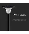V-Tac 15W LED Solar-Gartenlampe - Schwarz, Ø25,7 cm, Solar, Sensor, IP65