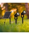 V-Tac 2x1,2W Solarlampen LED - Schwarz, mit Erdspieß, IP65