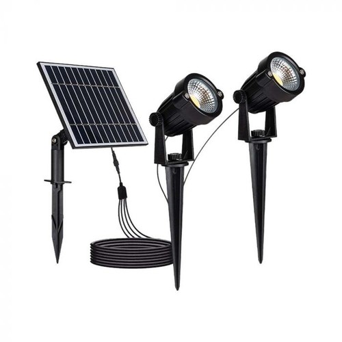 V-Tac 2x1,2W Solarlampen LED - Schwarz, mit Erdspieß, IP65
