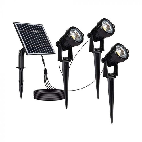 V-Tac 3x1,2W Solarlampen LED - Schwarz, mit Erdspieß, IP65