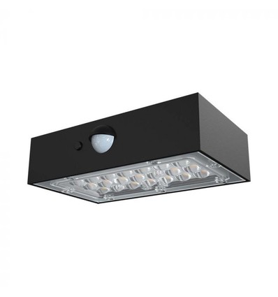 3W Solar-Wandleuchte LED - IP65, schwarz, Sensor