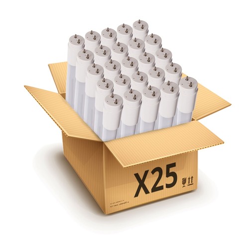 25x 60cm / 8,5W LED-Röhre - Glas