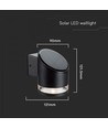 1W LED Wandleuchte - IP54, rund, schwarz, Solar
