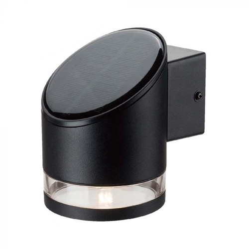 1W LED Wandleuchte - IP54, rund, schwarz, Solar