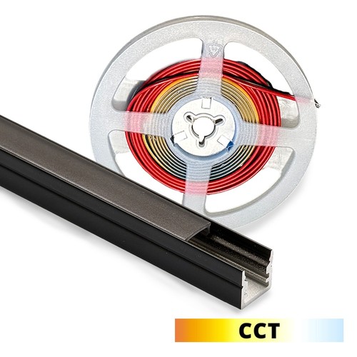 120cm Beleuchtung für Akustikpaneele, schwarz - CCT LED-Streifen, Komplettset mit Aluprofil