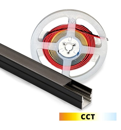 120cm Beleuchtung für Akustikpaneele, schwarz - CCT LED-Streifen, Komplettset mit Aluprofil