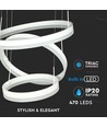 92W dimmbarer Kronleuchter mit 3 Ringen - Ø60cm, warmweiß, weiches Licht