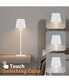 Wiederaufladbare LED-Tischlampe Innen/Außen - Weiß, Touch-dimmbar, CCT, IP54 für den Außenbereich