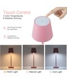 Wiederaufladbare LED-Tischlampe Innen/Außen - Pink, Touch-Dimmer, CCT, IP54 für den Außenbereich