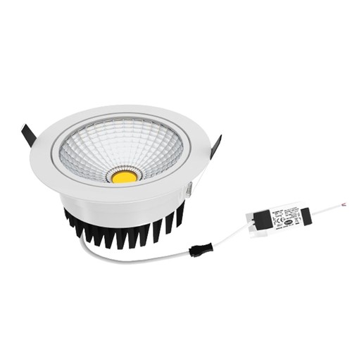 5W Ø8,5cm COB Einbaustrahler RA80 - Ausschnitt: Ø7 cm, Maße: Ø8,5 cm, weißer Rand, 2700K