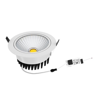 5W Ø8,5cm COB Einbaustrahler RA80 - Ausschnitt: Ø7 cm, Maße: Ø8,5 cm, weißer Rand, 2700K