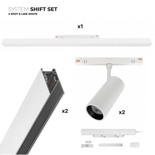 SHIFT 2er Spot + Schienensystem-Set - 2 Meter komplett + Spots und Grundbeleuchtung, Weiß