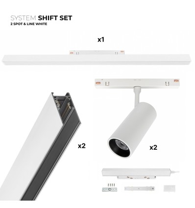 SHIFT 2er Spot + Schienensystem-Set - 2 Meter komplett + Spots und Grundbeleuchtung, Weiß