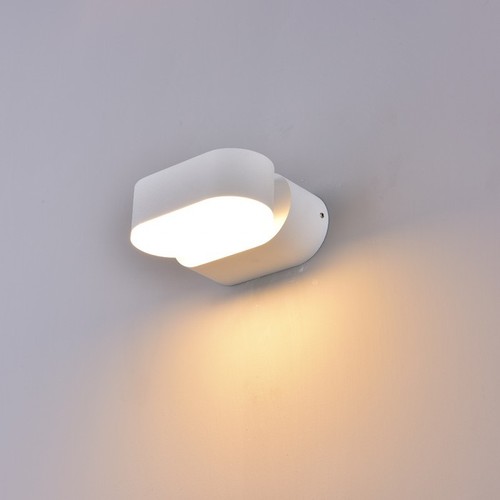 6W LED Wandleuchte Weiß - IP65 Außenbereich, Oval, 350 Grad drehbar, inkl. Leuchtmittel