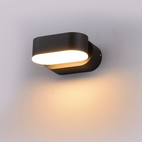 6W LED Wandleuchte - IP65 Außenbereich, oval, 350 Grad drehbar, schwarz, inkl. Leuchtmittel