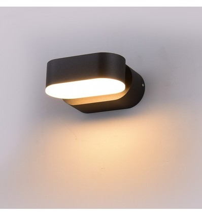 6W LED Wandleuchte - IP65 Außenbereich, oval, 350 Grad drehbar, schwarz, inkl. Leuchtmittel