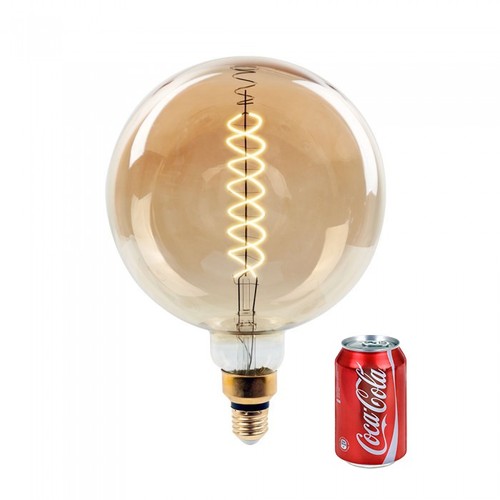 E27 8W dimmbare LED Riesen-Globebirne - Ø20 cm, Kohlefaden-Optik, extra warmweiß, 2000K