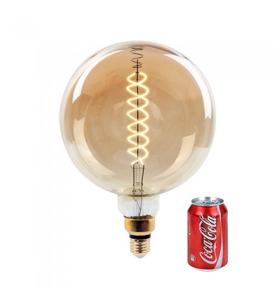 E27 8W dimmbare LED Riesen-Globebirne - Ø20 cm, Kohlefaden-Optik, extra warmweiß, 2000K