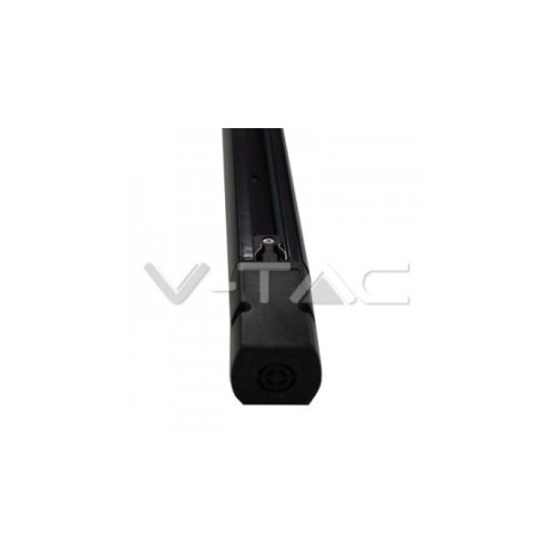 V-Tac 1 Meter Schiene für Schienenspots - Schwarz, 3-Phasen, komplett mit Anschluss und Endkappe