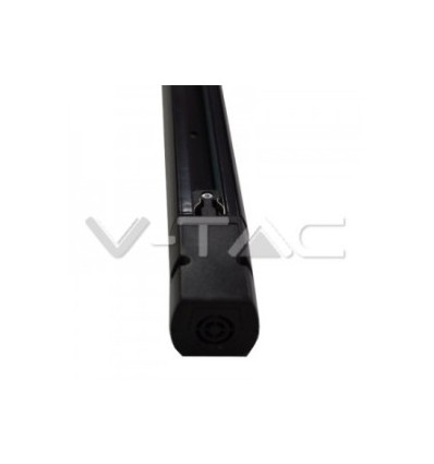 V-Tac 1 Meter Schiene für Schienenspots - Schwarz, 3-Phasen, komplett mit Anschluss und Endkappe