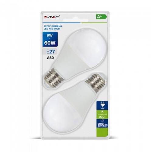 E27 9W 3-Stufen dimmbare LED-Lampe - A60, On/off dimmbar