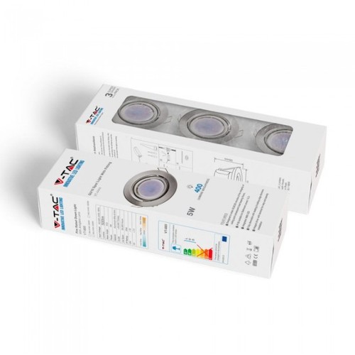 3er-Pack 5W Einbaustrahler - Stahlfront, komplett mit GU10-Fassung und LED-Spot