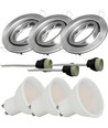 3er-Pack 5W Einbaustrahler - Stahlfront, komplett mit GU10-Fassung und LED-Spot