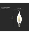 E14 4W LED Flammenbirne - Kohlefaden, warmweiß