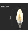 E14 4W LED-Kerzenlampe - Filament, Rauchglas, extra warm