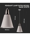 V-Tac moderne Pendelleuchte - Chrom + weiß sandgestrahlt, Ø22 cm, E27