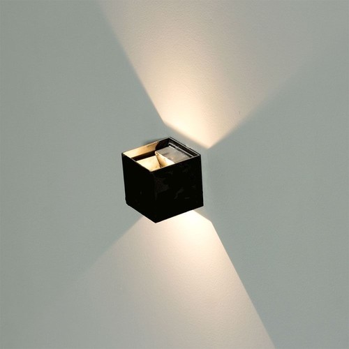 5W LED Wandleuchte - IP65 Außenbereich, quadratisch, verstellbarer Abstrahlwinkel, schwarz, inkl. Leuchtmittel