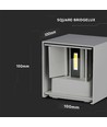 5W LED Wandleuchte - IP65 Außenbereich, quadratisch, grau, verstellbarer Abstrahlwinkel, inkl. Leuchtmittel