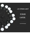 5m LED-Lichterkette mit 10 Leuchtmitteln - Warmweiß, IP44, 230V, 0,5W Lampen